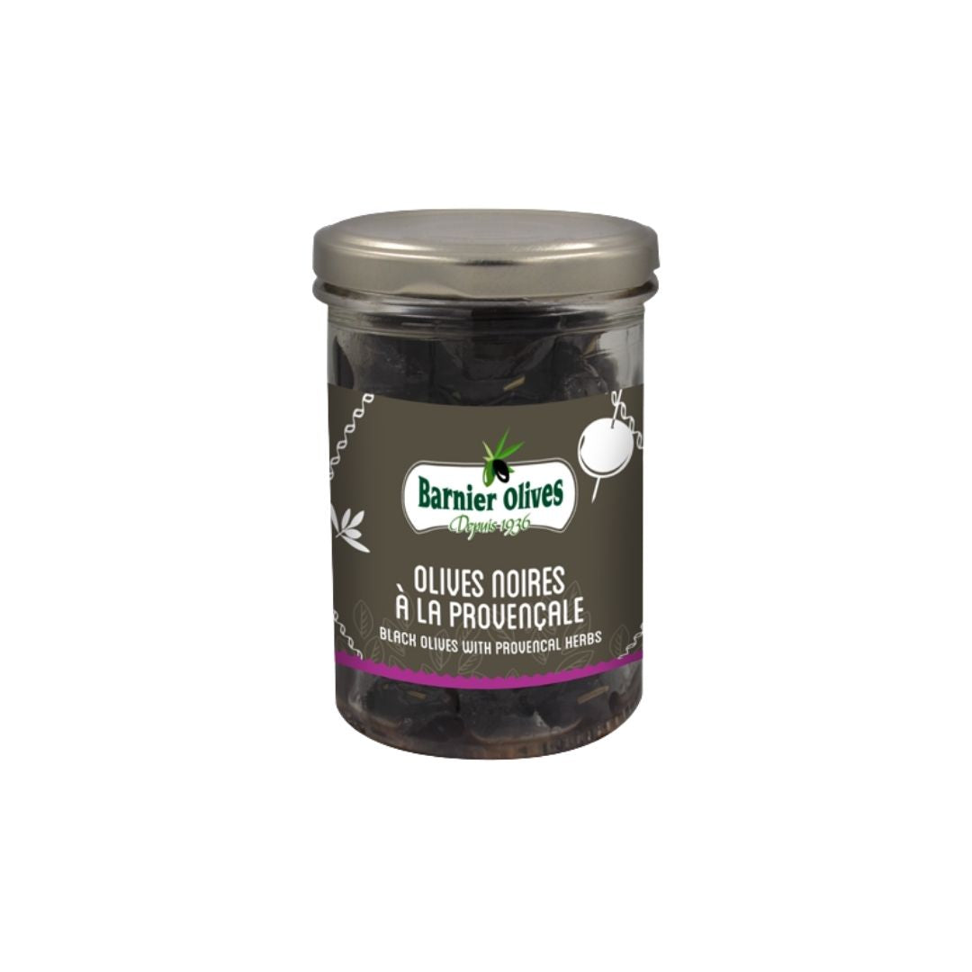 Schwarze Oliven mit Kräutern der Provence