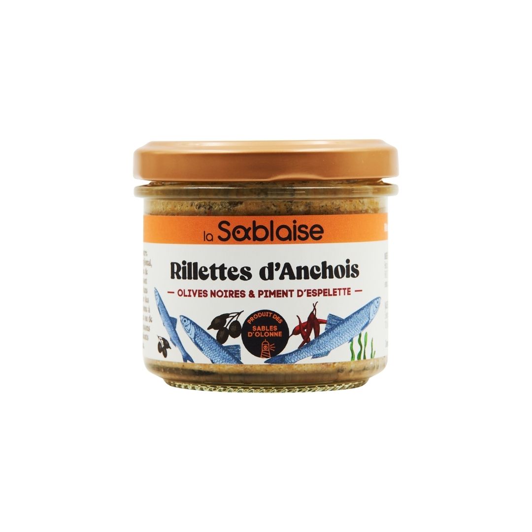 Anchovisrillette mit Piment d'Espelette und Oliven