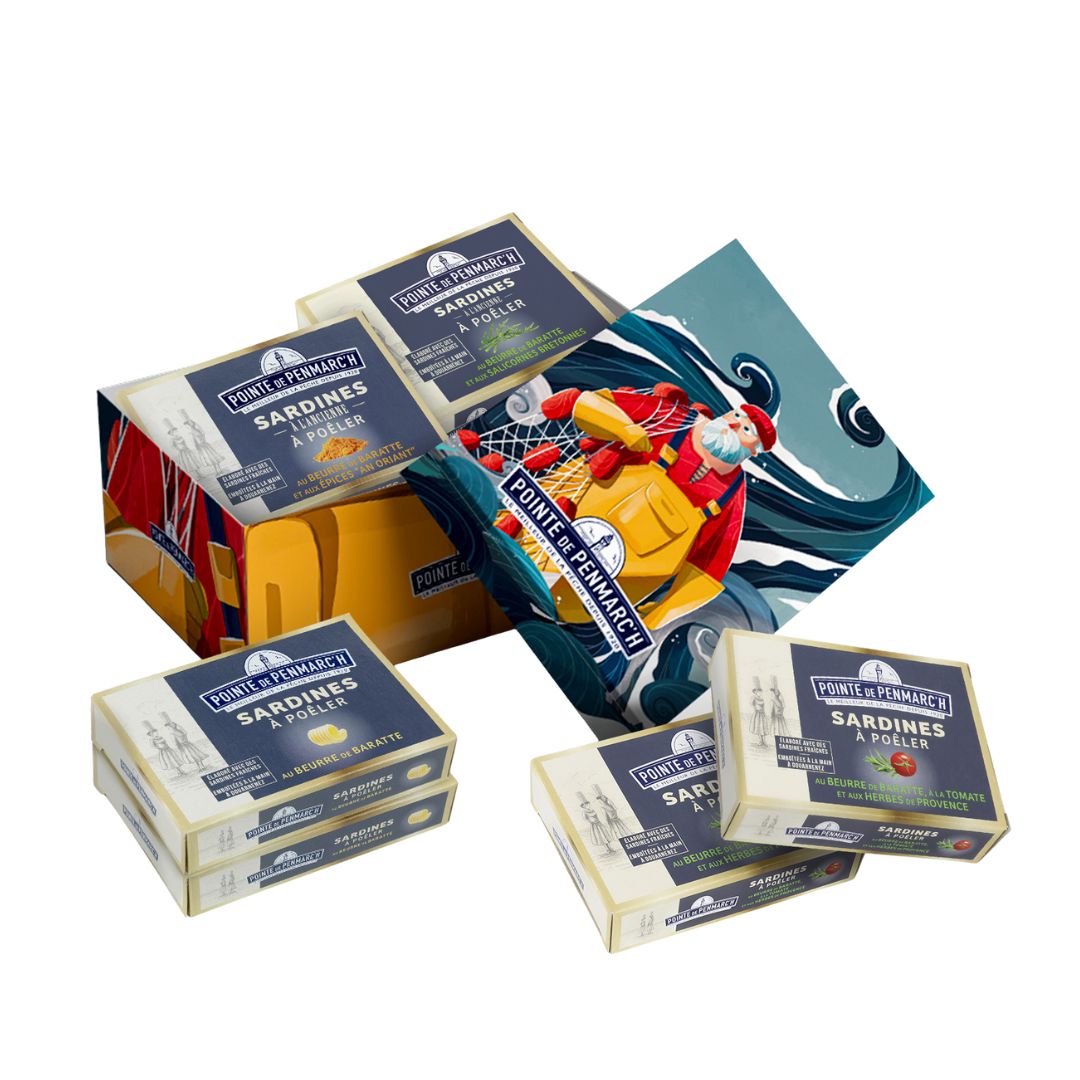 XM-Geschenkset / Metalldose mit 6 Sardinen zum Braten – 6x