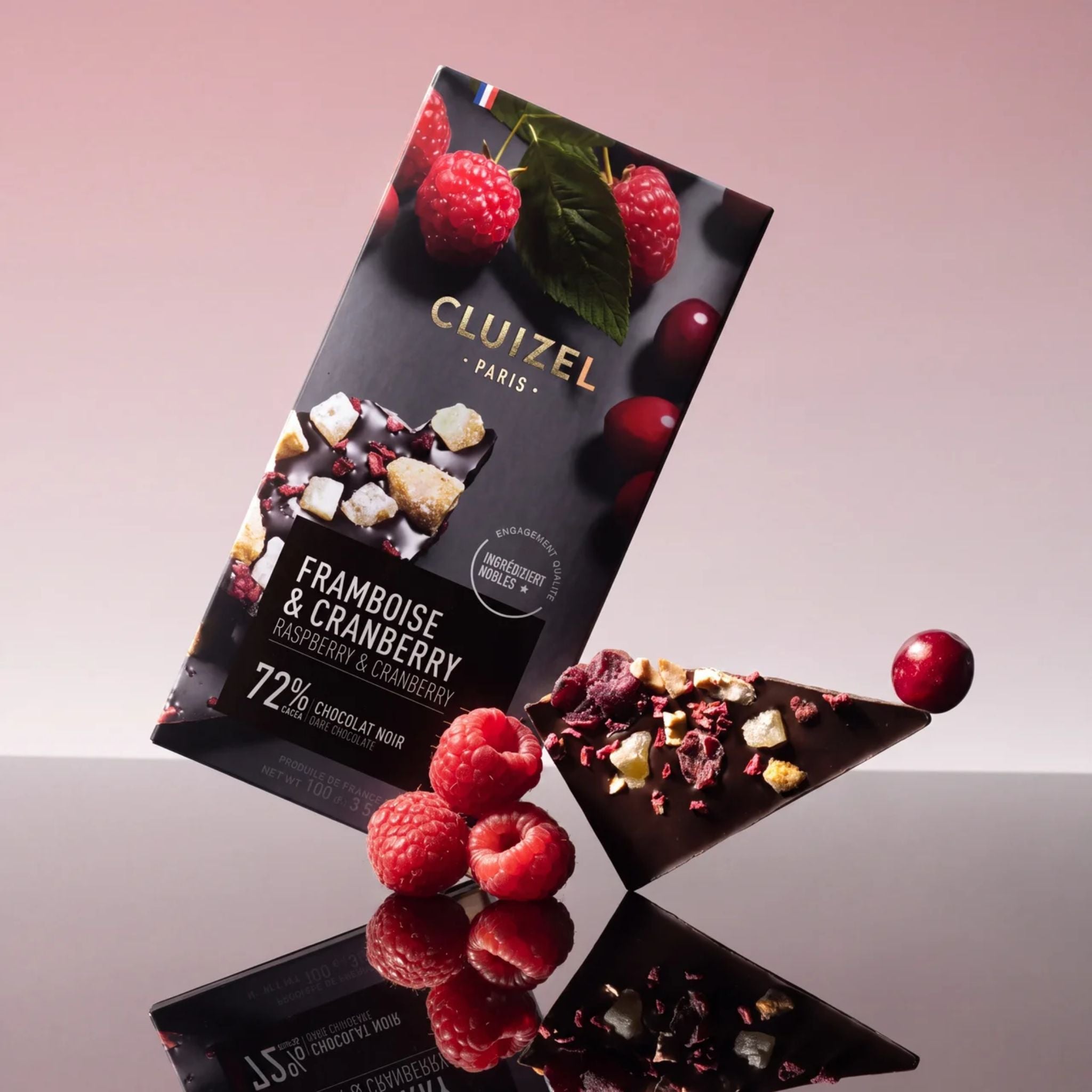 Zartbitterschokolade Himbeere Cranberry
