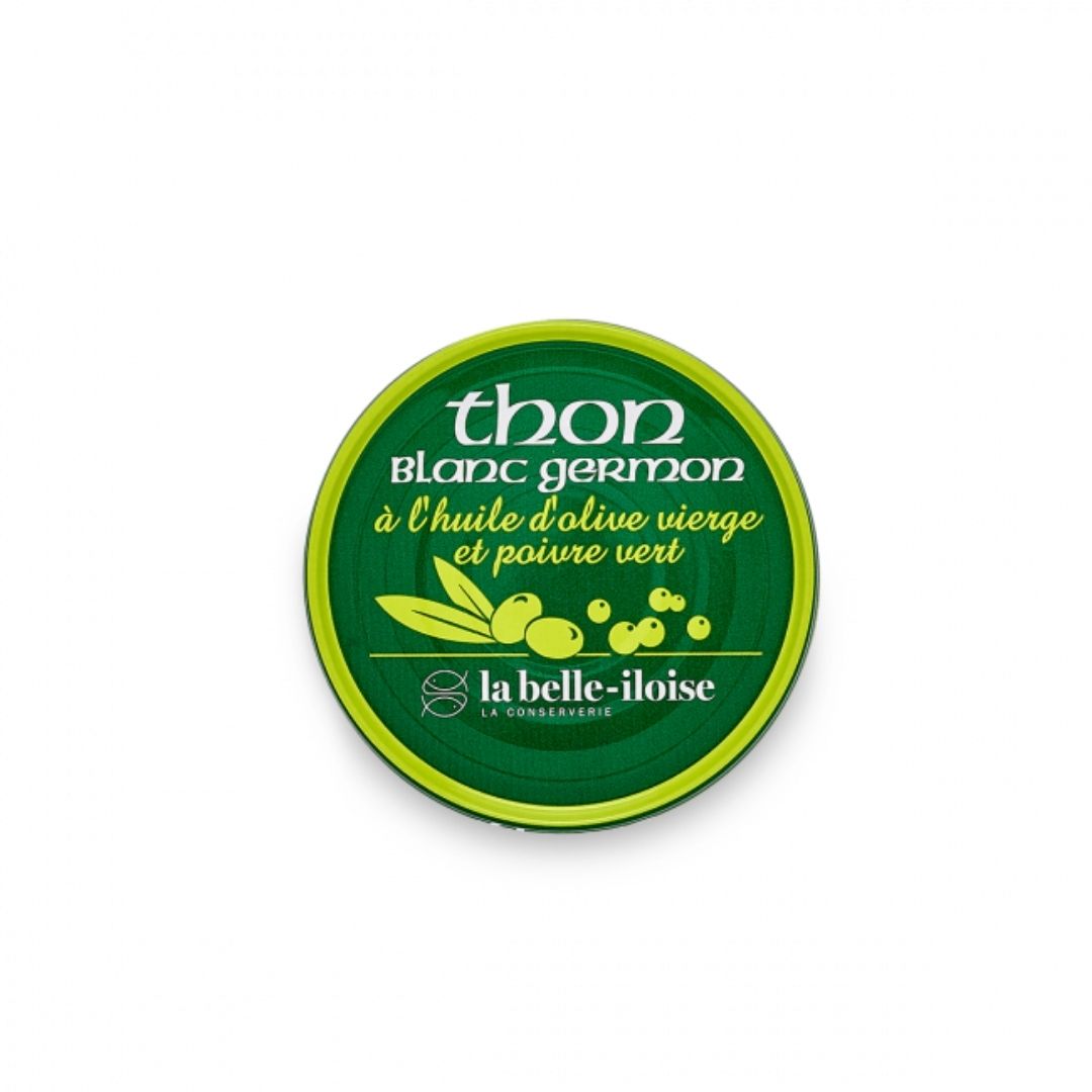 Weißer Thunfisch Germon mit Olivenöl und Pfeffer