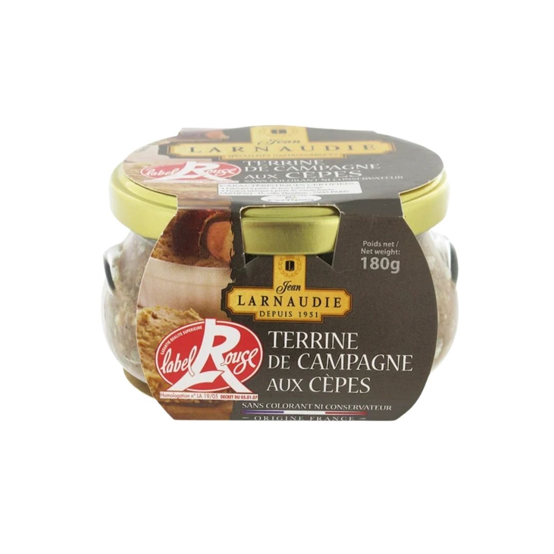 Landterrine mit Steinpilzen