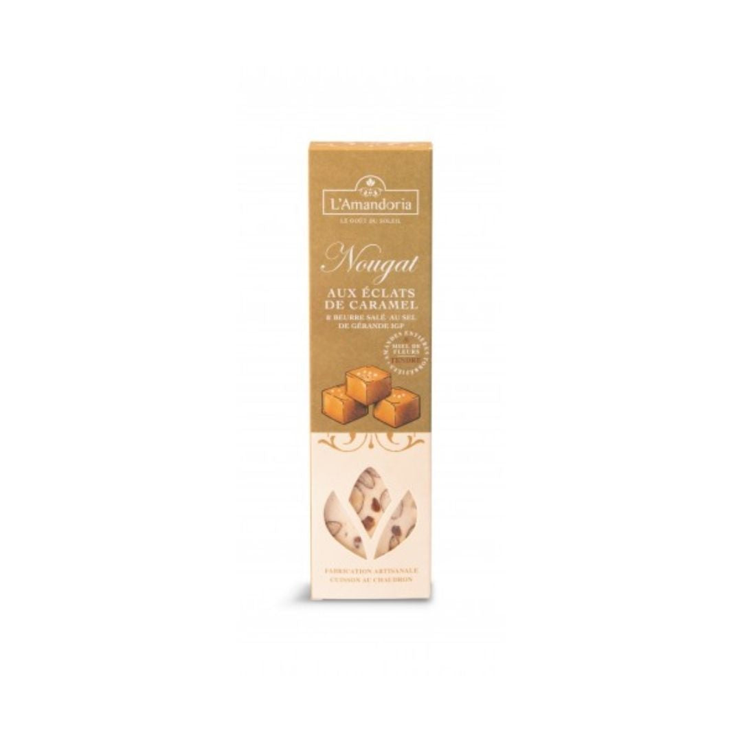 Weißer Nougat mit Karamellstückchen – Riegel